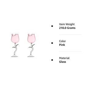 YGHQAP 5 OZ Creative Rose Flower Wine Glasses Set of 2, Crystal Red Wine Glasses, Rose Flower Goblet Wine Cocktail Juice Glass for Party Wedding Festival Bar