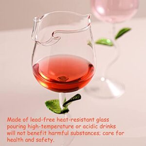 YGHQAP 5 OZ Creative Rose Flower Wine Glasses Set of 2, Crystal Red Wine Glasses, Rose Flower Goblet Wine Cocktail Juice Glass for Party Wedding Festival Bar