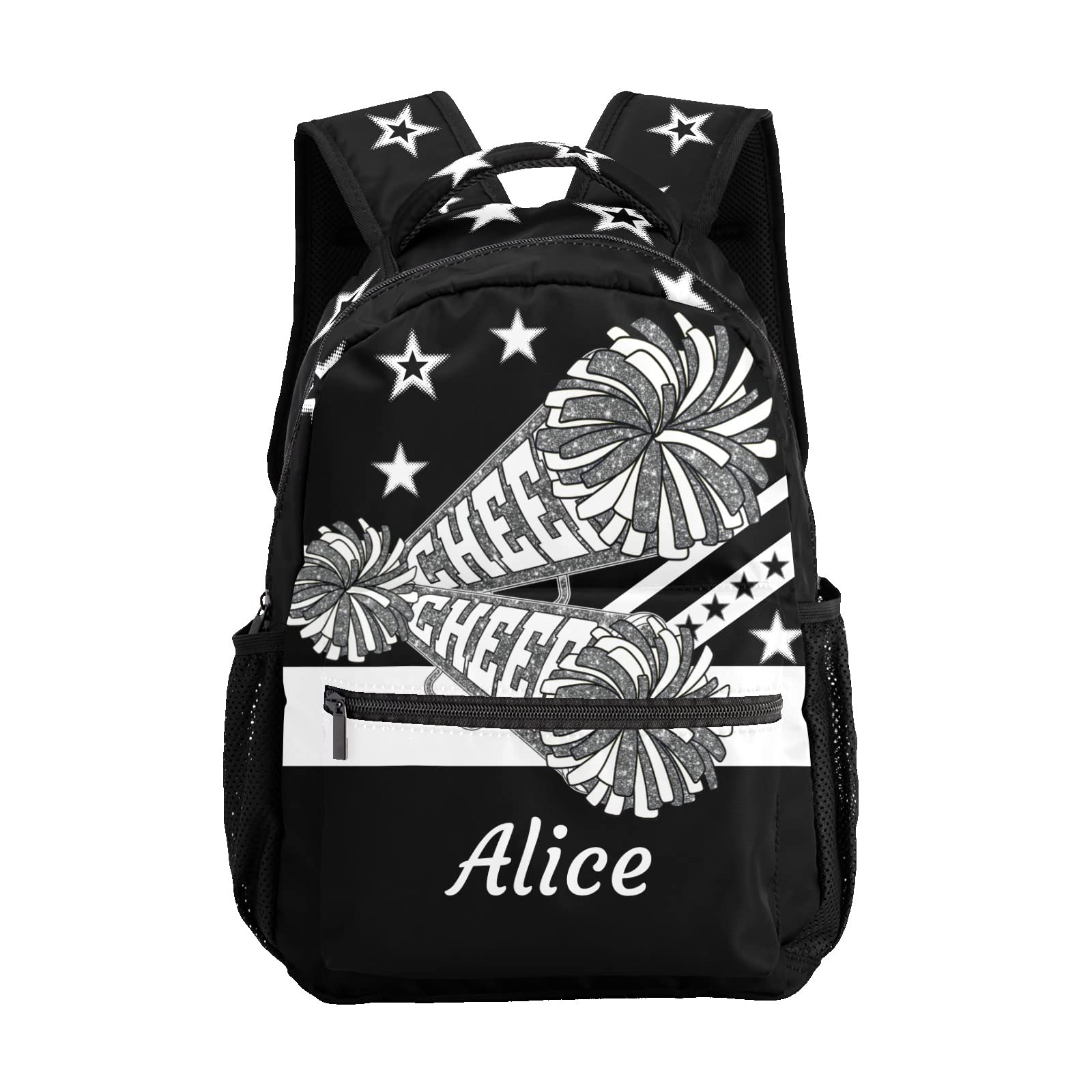 zaaprintblanket Custom Sliver Print Cheer Ball Backpack Personalized Name Casual Travel Bag Laptop Bag for Gift