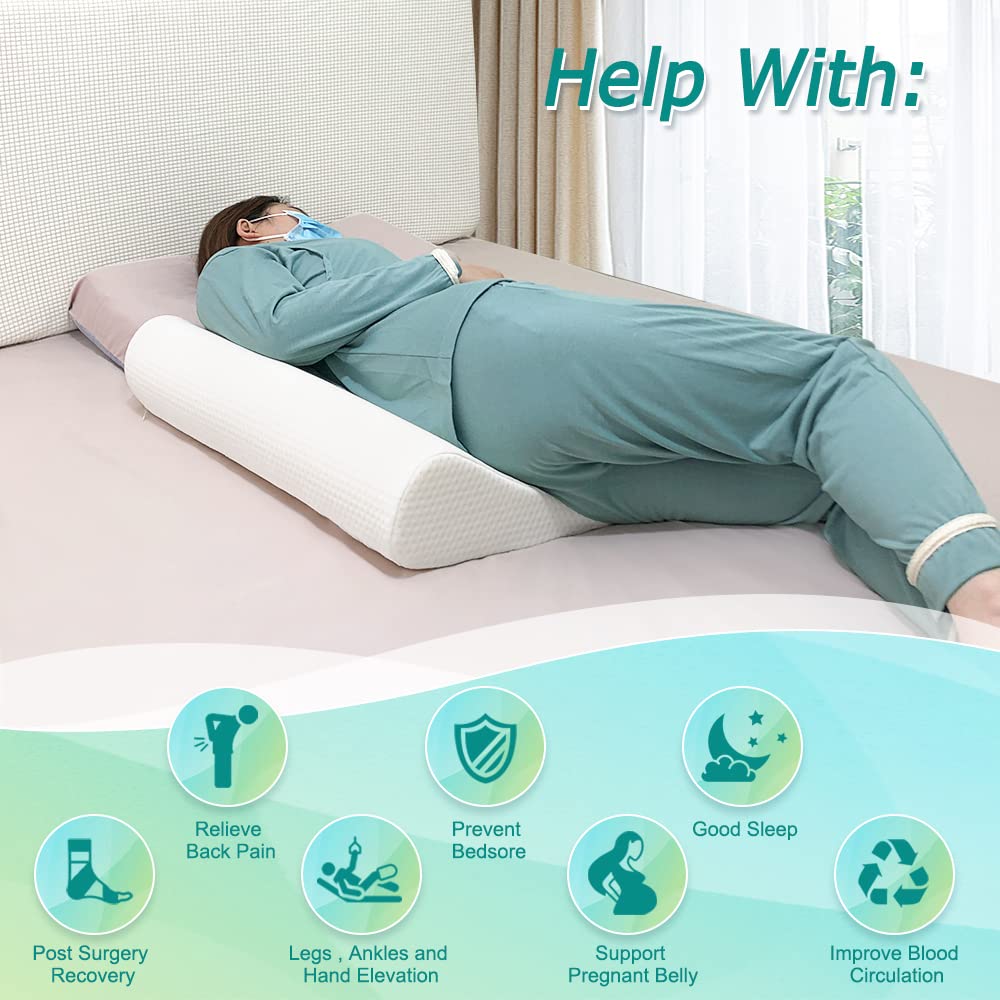 KAAMOS Bedsore Turning Wedge Pillow for Bed Sores Positioning Wedges Medical Pillows for Side Sleeping Pressure Ulcer Cushion Incline Foam Wedge for After Surgery Bedridden Elderly (23.6" Long)