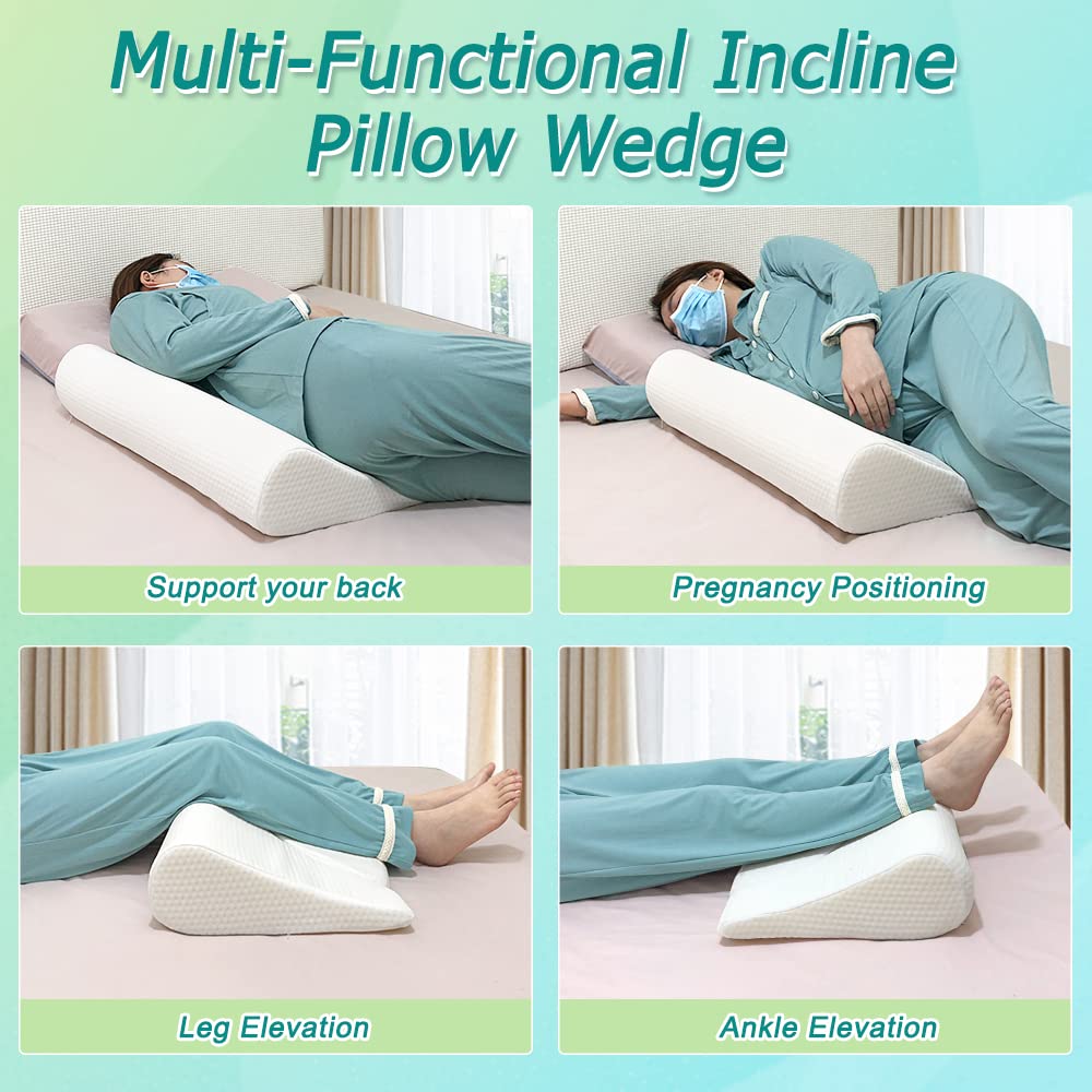 KAAMOS Bedsore Turning Wedge Pillow for Bed Sores Positioning Wedges Medical Pillows for Side Sleeping Pressure Ulcer Cushion Incline Foam Wedge for After Surgery Bedridden Elderly (23.6" Long)