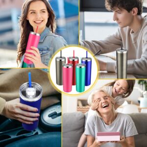 20 Pack 20 oz Stainless Steel Tumbler Set with Straws and Lids Double Wall Vacuum Insulated Travel Cup Colorful Skinny Coffee Tumbler Water Tumbler for Coffee Water Hot Cold Drinks