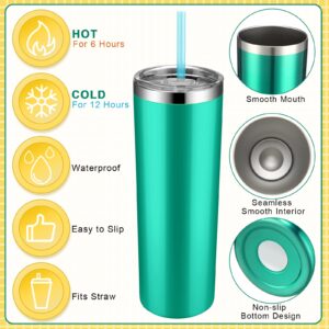 20 Pack 20 oz Stainless Steel Tumbler Set with Straws and Lids Double Wall Vacuum Insulated Travel Cup Colorful Skinny Coffee Tumbler Water Tumbler for Coffee Water Hot Cold Drinks