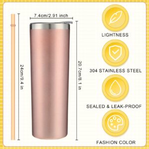 20 Pack 20 oz Stainless Steel Tumbler Set with Straws and Lids Double Wall Vacuum Insulated Travel Cup Colorful Skinny Coffee Tumbler Water Tumbler for Coffee Water Hot Cold Drinks