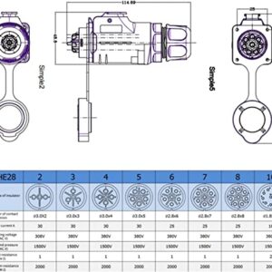 DRRI XHE28 Series 2pin Waterproof Connector IP65/ IP67 Quick-Connect 30A 308V Male and Female RV Solar Port Connector (2-Pin 30A 380V)