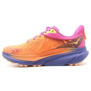 hoka one one womens challenger atr 7 gtx textile synthetic vibrant orange pink yarrow trainers 7.5 us
