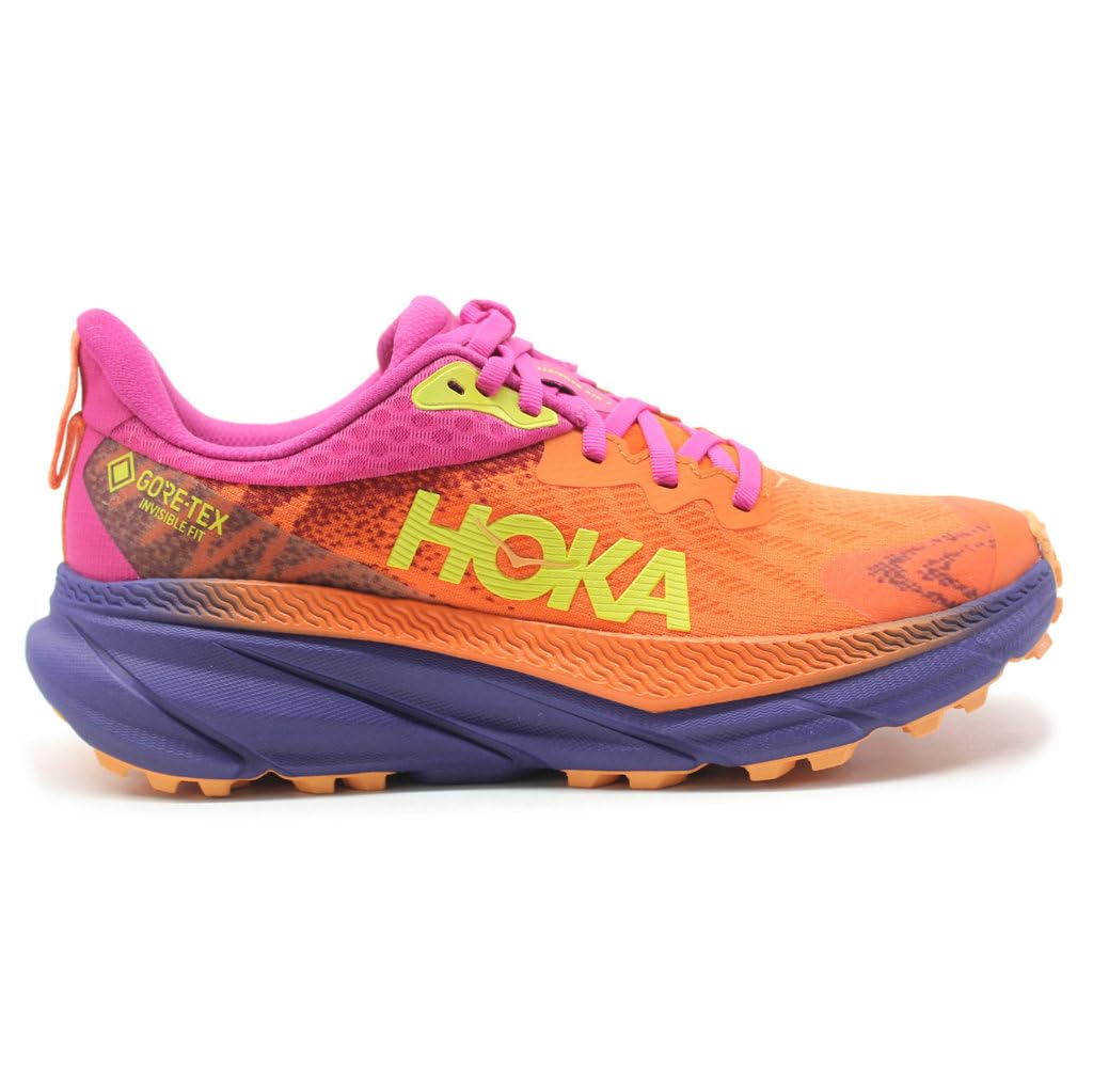 HOKA ONE ONE Womens Challenger ATR 7 GTX Textile Synthetic Vibrant Orange Pink Yarrow Trainers 7.5 US