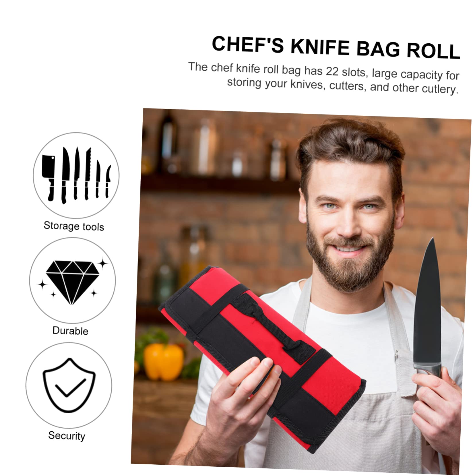 KICHOUSE 1pc Roll 22 Bag Chef Supplies Roller Bag Electronics Tool Kit Kitchen Bag Satchel Outdoor Tools Pouch Dinnerware Holder Cutlery Rack Red Oxford Cloth Repair