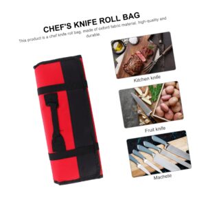 KICHOUSE 1pc Roll 22 Bag Chef Supplies Roller Bag Electronics Tool Kit Kitchen Bag Satchel Outdoor Tools Pouch Dinnerware Holder Cutlery Rack Red Oxford Cloth Repair