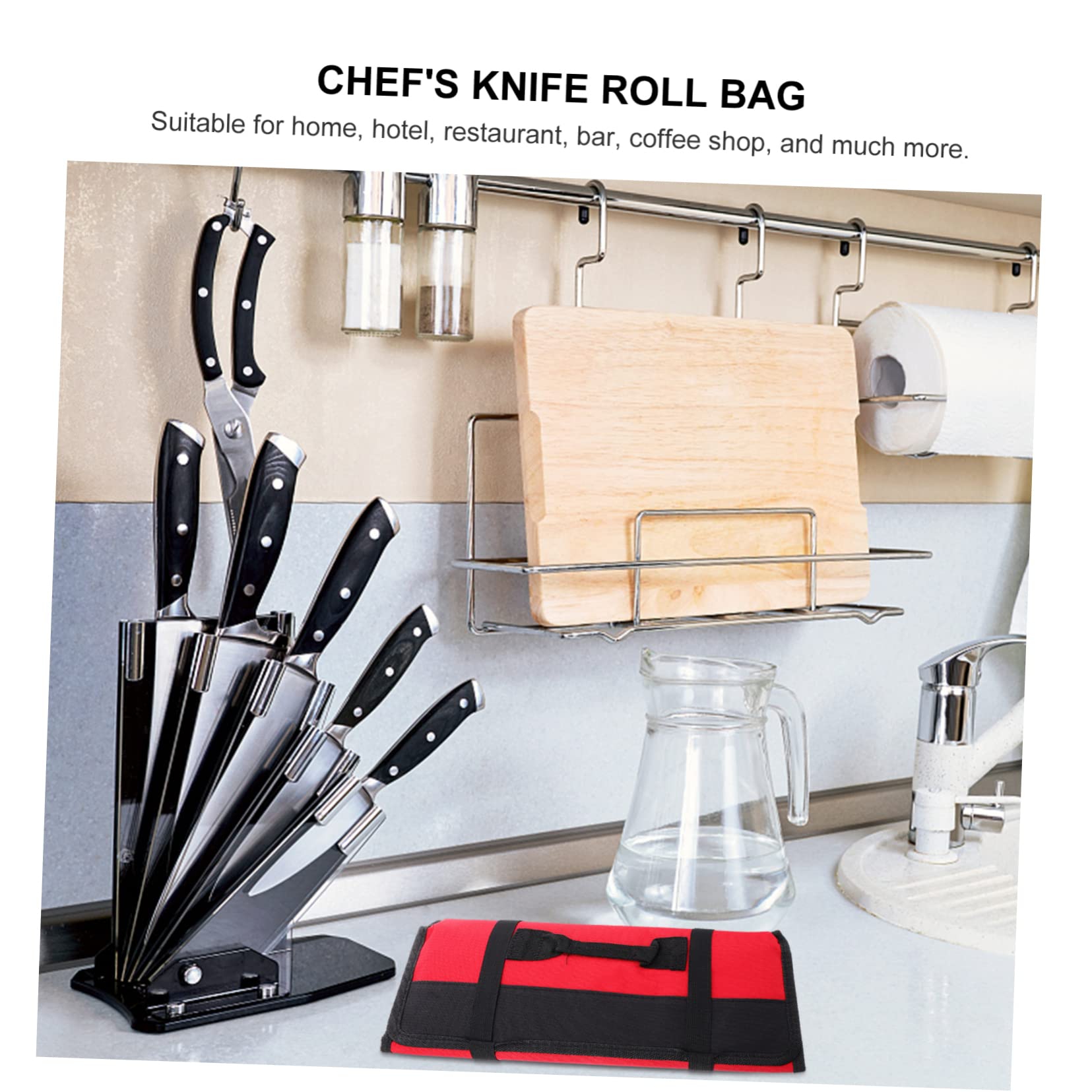 KICHOUSE 1pc Roll 22 Bag Chef Supplies Roller Bag Electronics Tool Kit Kitchen Bag Satchel Outdoor Tools Pouch Dinnerware Holder Cutlery Rack Red Oxford Cloth Repair