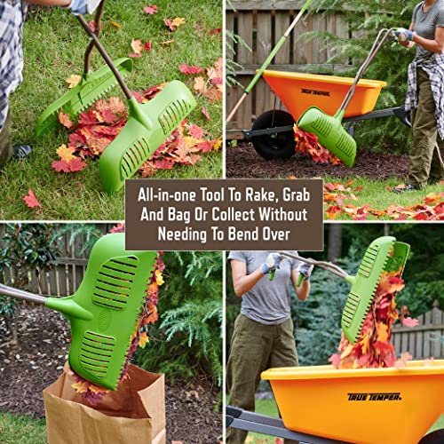 AMES Leaf Grabber Rake with Long Handle & Cushioned Grip for Leaves, Lawn Clippings, Twigs, Yard Waste