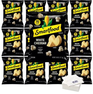 smartfood white cheddar popcorn, 0.625oz bags, (pack of 10) with bay area marketplace napkins