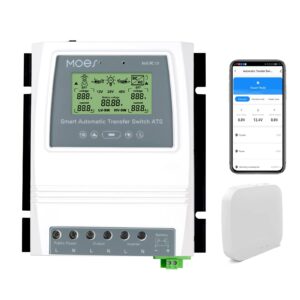 moes smart automatic transfer switch for off grid solar wind system, dual power controller 80a 8kw provides automatic power switching between inverter and ac 110v, 220v, app remote control with hub