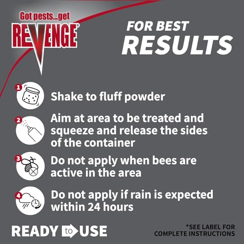 Revenge Spider & Ground Bee Killer for Indoors and Outdoors, 10 oz Ready-to-Use Dust Treatment Repels Ants, Bees, Roaches, Spiders and More