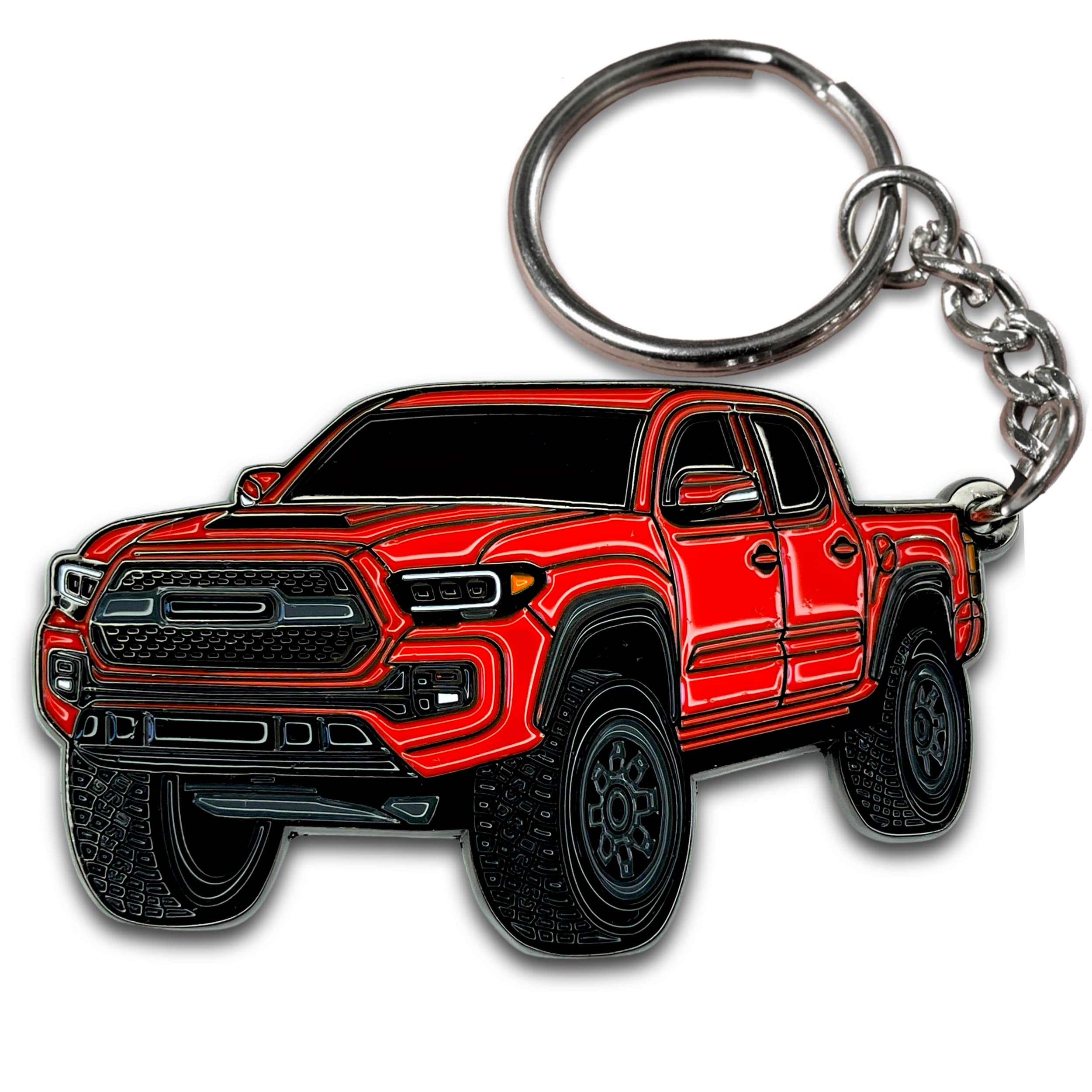 FOUR WHEEL BEAST Tacoma Keychain - Tacoma Accessories 2016-2022 mods - Pro Sport Off Road Cool PRO Key Chain Fob Cover - 3rd gen off road Toy Truck (Red)