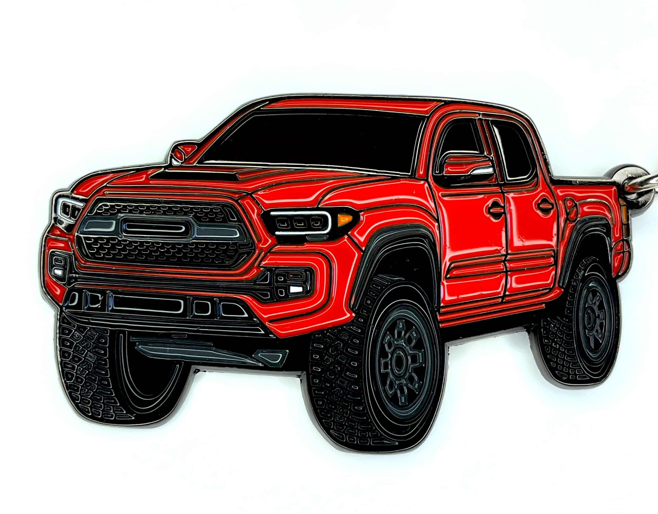 FOUR WHEEL BEAST Tacoma Keychain - Tacoma Accessories 2016-2022 mods - Pro Sport Off Road Cool PRO Key Chain Fob Cover - 3rd gen off road Toy Truck (Red)