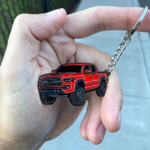 FOUR WHEEL BEAST Tacoma Keychain - Tacoma Accessories 2016-2022 mods - Pro Sport Off Road Cool PRO Key Chain Fob Cover - 3rd gen off road Toy Truck (Red)