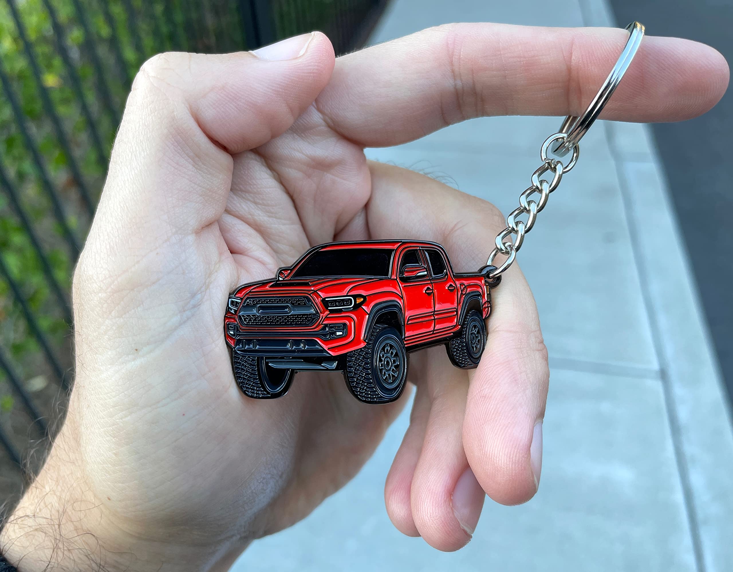 FOUR WHEEL BEAST Tacoma Keychain - Tacoma Accessories 2016-2022 mods - Pro Sport Off Road Cool PRO Key Chain Fob Cover - 3rd gen off road Toy Truck (Red)