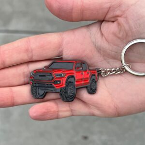 FOUR WHEEL BEAST Tacoma Keychain - Tacoma Accessories 2016-2022 mods - Pro Sport Off Road Cool PRO Key Chain Fob Cover - 3rd gen off road Toy Truck (Red)