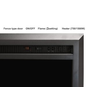 32 inch Electric Fireplace Insert, Heater, Recessed Mounted with Weathered Concrete Interior, 750/1500W, Black