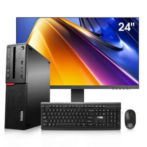 lenovo computer desktop pc, new 24 inch monitor, intel core i7-6700, 32gb ram 512gb ssd +2tb hdd, 2gb graphics card, hdmi, wi-fi, wireless keyboard & mouse (renewed)