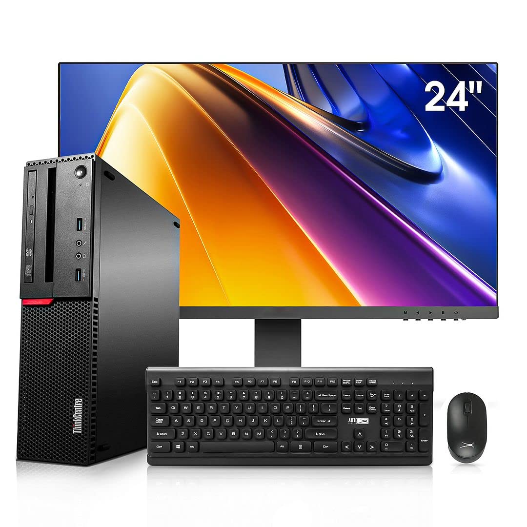 Lenovo Computer Desktop PC, New 24 Inch Monitor, Intel Core i7-6700, 32GB RAM 512GB SSD +2TB HDD, 2GB Graphics Card, HDMI, Wi-FI, Wireless Keyboard & Mouse (Renewed)