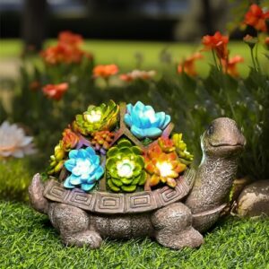 gigalumi solar garden statues turtle figurine lights for outside, yard decorations outdoor, garden decor unique birthday housewarming gifts for mom, women for mothers day