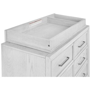 Evolur Modern Changing Tray in Greyhound, Lasting Sturdy Quality, Converts Double Dresser to Changing Station, Made of Hardwood, Has Divided Compartments