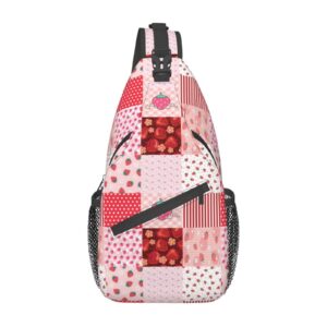 asyg strawberry sling bag cute crossbody chest daypack casual backpack gilrs shoulder bag