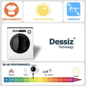 Dessiz Digital Control Compact Laundry Dryer - 10lbs Capacity, Portable Clothes Dryer Machine for Small Spaces, RVs and Apartments - Quiet, Sturdy and Easy to Use - Supplemental Dryer for Existing Laundry Machines - Drying Excellence Guaranteed