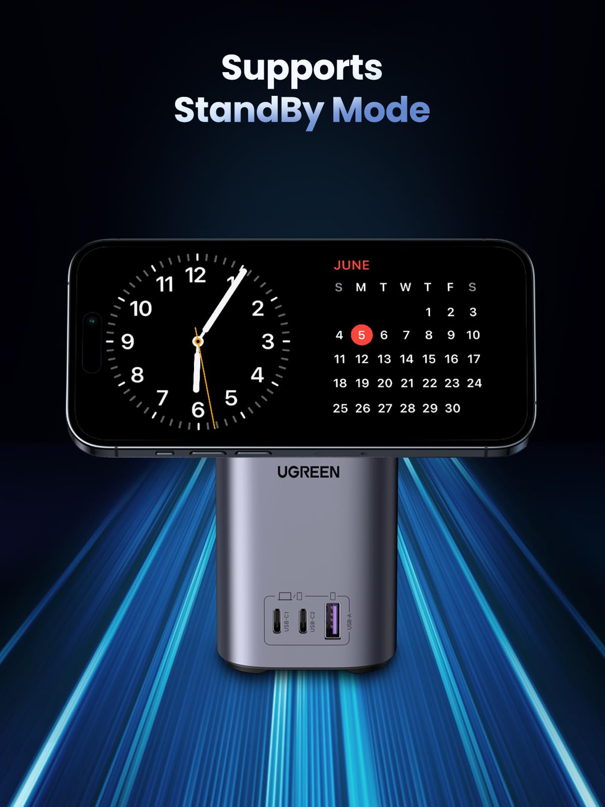 UGREEN MagSafe Charger Stand, Nexode 100W USB C Charger 4 in 1 with 15W MagSafe Wireless Fast Charging Station for iPhone 15 Pro Max/14/13/12, AirPods Pro, MacBook Pro, Galaxy S24