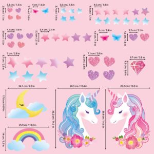 DECOWALL DS8-8068 Unicorn Wall Stickers Decals Kids Bedroom décor Girls Room Pink Furniture for Toddler Decorations Princess Poster Art Baby Nursery