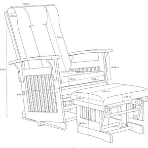 Wlvos Anti-Pinching Glider Chair for Nursery, Wood Glider Rocker with Ottoman Set, Nursery Rocking Chair for Living Rooms, Bedrooms Nursing (Cherry)