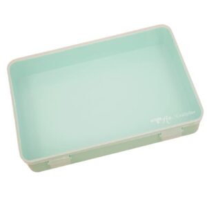 craftelier - organiser box with 1 compartment for cardmaking, scrapbooking and craft materials | dimensions approx. 26.5 x 17.8 x 4.2 cm (10.4" x 7" x 1.65") - transparent and turquoise colour