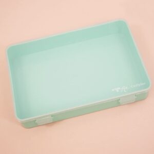 Craftelier - Organiser Box with 1 Compartment for Cardmaking, Scrapbooking and Craft Materials | Dimensions Approx. 26.5 x 17.8 x 4.2 cm (10.4" x 7" x 1.65") - Transparent and Turquoise Colour