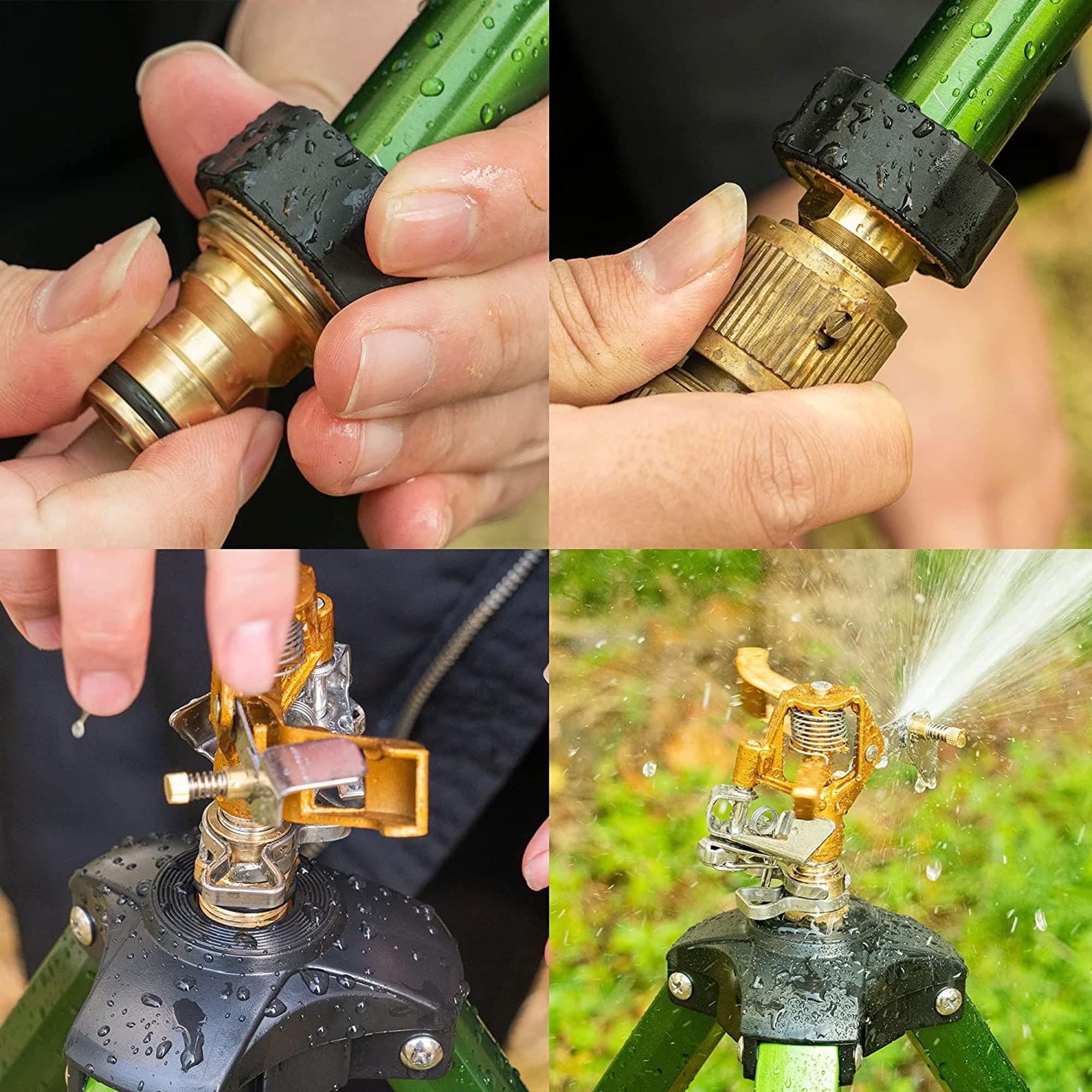 Hourleey 1Pack Extra Tall,Extends Up to 50 Inch, Heavy Duty Tripod Sprinklers with Brass Sprinkler Head, 360 Degree Large Area Coverage, 3/4 Inch Connector Sprinkler for Yard Lawn Garden