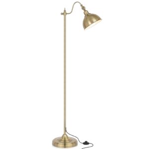 mlambert industrial floor lamp,63” led floor lamp with led bulb,adjustable metal head,foot switch,tall lamp for livingroom,bedroom,corner lamp- brass