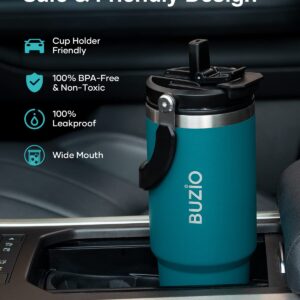 BUZIO Insulated Tumbler with 2-in-1 Lid and Straw, 30 oz Tumbler with Handle, Stainless Steel Double Walled Water Bottle Reusable Coffee Tumbler Travel Mug Thermal Cup, Wide Mouth Smoothie Cups