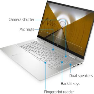 HP 2023 Envy X360 15.6" FHD IPS Touch 2-in-1 Laptop Intel 12-Core i7-1260P Iris Xe Graphics 64GB DDR4 2TB NVMe SSD HDMI Thunderbolt 4 WiFi AX BT Backlit KB Fingerprint Windows 11 Pro Stylus w/RE USB