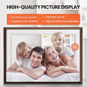 10.1 Inch Digital Picture Frame, WiFi Digital Photo Frame with 32GB Storage and SD Card Slot, Free Storage, IPS HD Touch Screen - Gift for Friends and Family