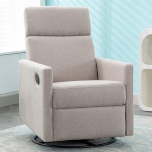 lumisol modern swivel glider rocker recliner, manual recliner gliders for nursery, upholstered glider reclining chair with tall back for living room, bedroom, tan