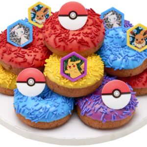 DecoPac Pokémon I Choose You Rings, Cupcake Decorations With Pikachu, Eevee, Mew, and Poké Ball, Multicolored Food Safe Cake Toppers – 24 Pack