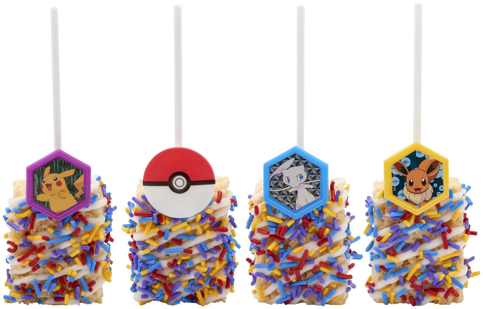 DecoPac Pokémon I Choose You Rings, Cupcake Decorations With Pikachu, Eevee, Mew, and Poké Ball, Multicolored Food Safe Cake Toppers – 24 Pack