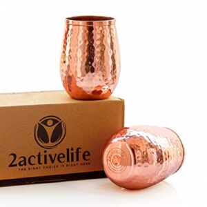 2activelife mule copper design pure copper tumbler drinking water with copper cups tumblers use for home, office, hotel, travel and gifting - set of 2 (8.45 oz)
