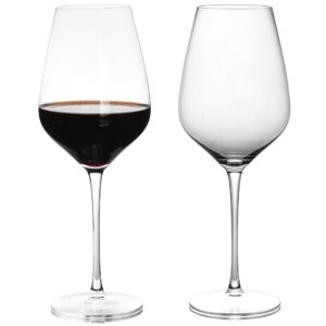 bruntmor hand blown cabernet sauvignon wine & champagne glasses set of 2 - crystal red wine glass with stems - large size & break resistant - for red & white wine, champagne mothers day gifts