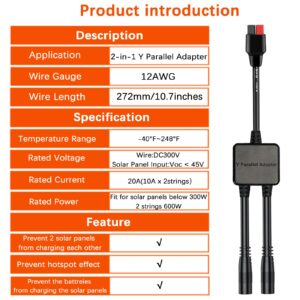 KarlKers 8mm Adapter to Anderson Y Parallel, High Power Port HPP to 8mm Connector for Solar Panel Reverse Current Protection Charge Solar generator Compatible with Goal Zero Jackery Anderson Powerpole