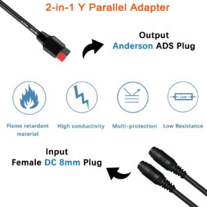 KarlKers 8mm Adapter to Anderson Y Parallel, High Power Port HPP to 8mm Connector for Solar Panel Reverse Current Protection Charge Solar generator Compatible with Goal Zero Jackery Anderson Powerpole