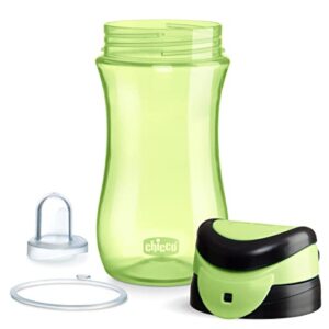 Chicco 12oz. My Tumbler Open Rim Water Bottle with Free-Flow Spout | Spill Proof when Lid is Closed | Flip-Up Carry Handle | Top-Rack Dishwasher Safe | Easy to Hold Toddler Cup | Green | 2+ Years