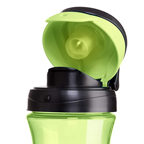 Chicco 12oz. My Tumbler Open Rim Water Bottle with Free-Flow Spout | Spill Proof when Lid is Closed | Flip-Up Carry Handle | Top-Rack Dishwasher Safe | Easy to Hold Toddler Cup | Green | 2+ Years