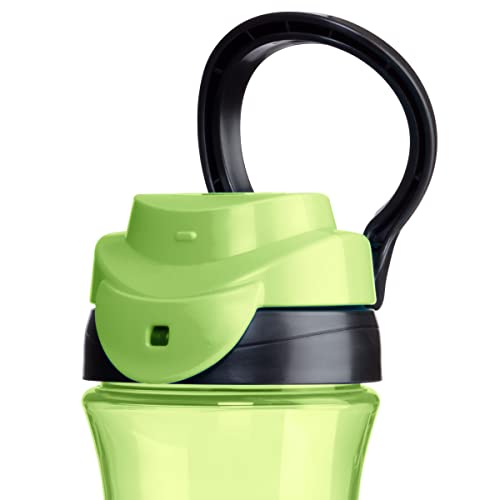 Chicco 12oz. My Tumbler Open Rim Water Bottle with Free-Flow Spout | Spill Proof when Lid is Closed | Flip-Up Carry Handle | Top-Rack Dishwasher Safe | Easy to Hold Toddler Cup | Green | 2+ Years